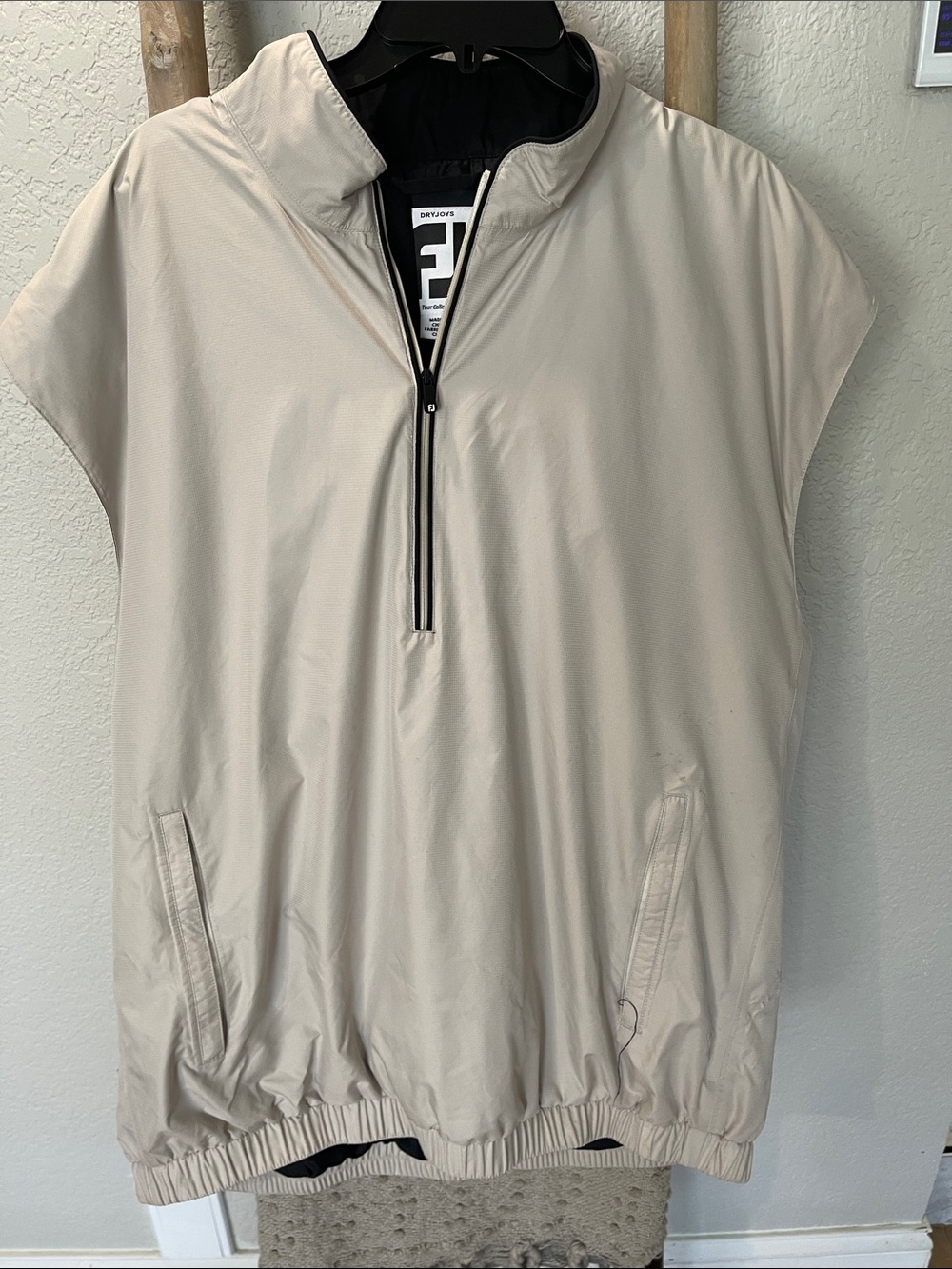FootJoy Men's Beige Golf Pullover Vest with Black Trim